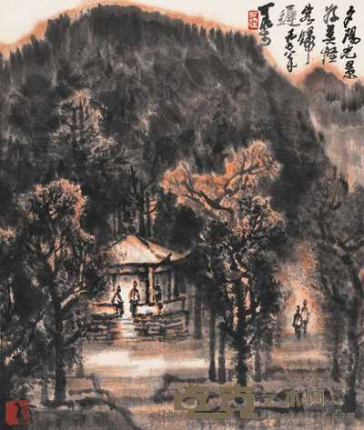 李可染 1978年作 烟雨归客 镜心 50×42.5cm